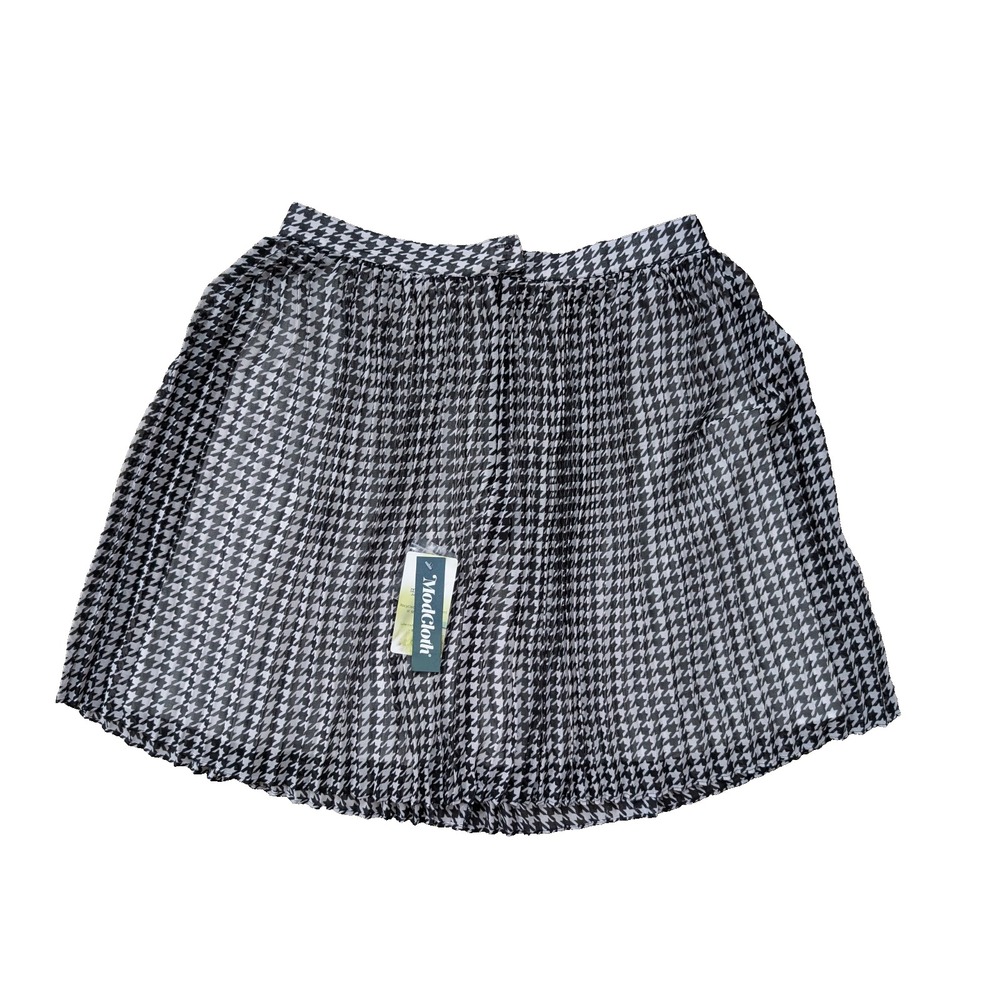 Modcloth Houndstooth Skirt Womens 8 Medium NWT Black White Mini